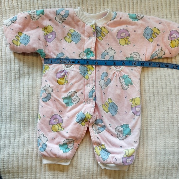 Bright Future Vintage Baby Girl One Piece Puffer Sleeper Alphabet Animal 0-3 mos - Picture 7 of 8